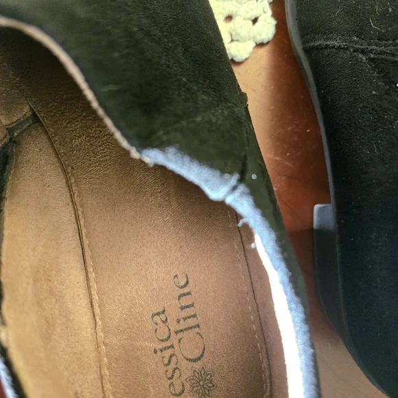 Jessica Cline Black Suede Low Heel Loafers - Picture 5 of 7